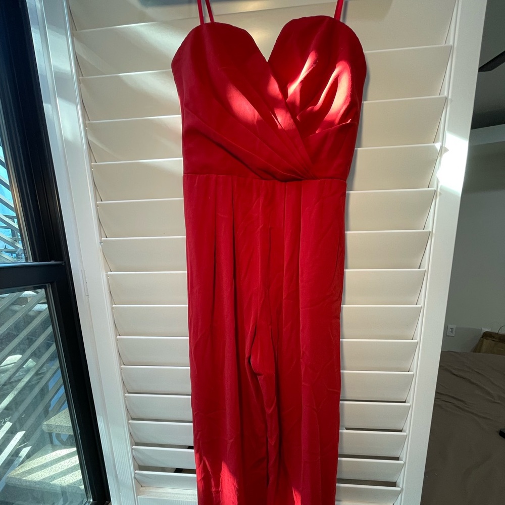 Jill Stuart Red Strapless Wide Leg Jumpsuit - Picture 8 of 8